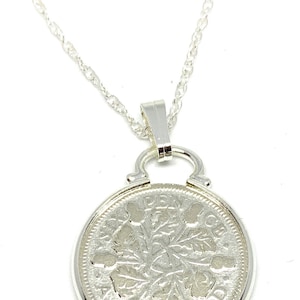 1930 Sixpence Coin Pendant: 95th Birthday Gift, Sterling Silver Chain