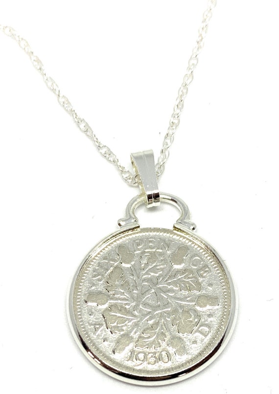 1930 94th Birthday / Anniversary sixpence coin pendant plus 18inch SS chain gift 94th birthday gift for her