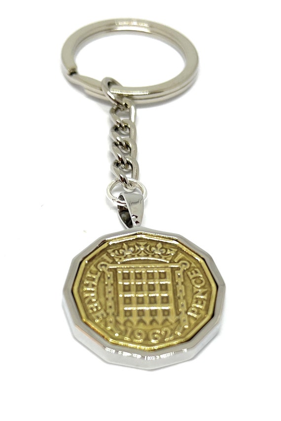 1962 63rd Birthday Keyring-Threepence Keyring- Mum, Dad, Brother, Sister- 63rd Birthday-Coin Keyring, Threepence Coin, 63rd Anniversary, SLV