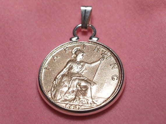 1925 99th Birthday Anniversary Farthing coin in a Silver Plated Pendant mount 99th 1925 99th birthday gift for her Thinking Of You, Mum Dad