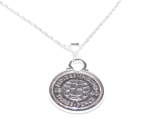 1940 84th Birthday / Anniversary Threepence coin pendant plus 18inch SS chain gift 84th birthday gift for her Thinking Of You, Mum Dad