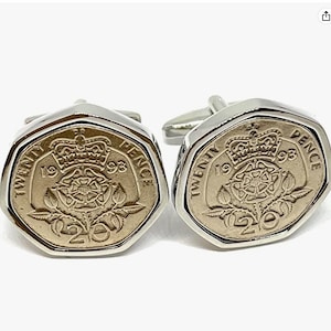1993 32nd Birthday / Anniversary Silver Plated 20p  coin cufflinks -1993 for a 32nd Birthday SLV