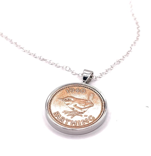 Solid Pendant 1940 Lucky Farthing 85th Birthday plus a Sterling Silver Chain 85th birthday gift for her Thinking Of You, Mum Dad Mothers day