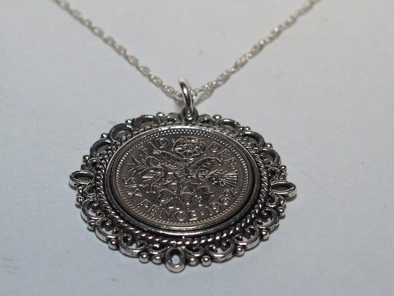 Fancy Pendant 1953 Lucky sixpence 71st Birthday plus a Sterling Silver 18in Chain 71st birthday gift for her, Thinking Of You, Mum, Dad