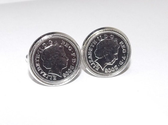 14th Anniversary Crystal Wedding Anniversary 2007 coin cufflinks - for a wedding in 2007 anniversary, Mens gift, Wedding in 2007, 2007, 16th