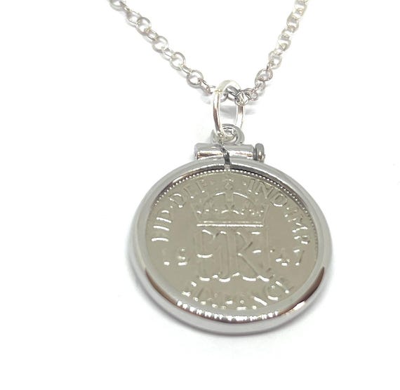 1947 78th Birthday / Anniversary sixpence coin Solid Cinch pendant plus Sterling Silver Chain 78th birthday gift for her