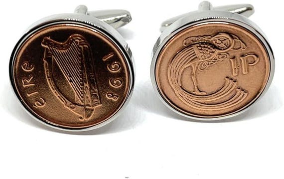 1998 28th Birthday gift Irish Penny for Luck cufflinks: Silver, Gold or RoseGold Plated