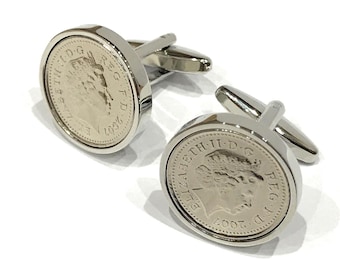 18th Anniversary  Wedding Anniversary 2007 coin cufflinks - for a wedding in 2007 anniversary, Mens gift, Wedding in 2007, 2007, 18th