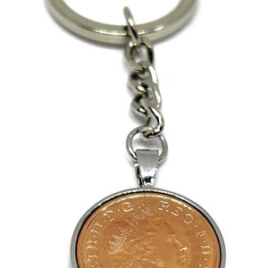 10th Anniversary Tin Wedding Keyring 2015 Solid 1p Coin Gift for Tin Wedding Husband Wife SLV
