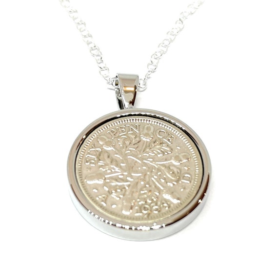 Solid Pendant 1934 Lucky sixpence 90th Birthday gifts for women Sterling Silver 18in chain 90th birthday gift for her, Thinking Of You SLV
