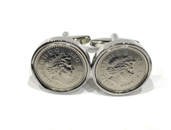 Premium 2008 16th Anniversary  Wedding Anniversary coin cufflinks - for a wedding in 2008 anniversary, Mens gift, Wedding in 2008