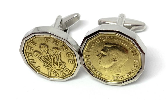 1942 Threepence 3d 81st birthday Cufflinks - Original 1942 threepence coin cufflinks for a 79th birthday Thinking Of You,  Special Friend