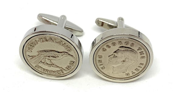 Premium 1948 New Zealand sixpence 77th Birthday Cufflinks 77th birthday gift for Him Thinking Of You, Dad, Brother, Uncle, Fathers day gift