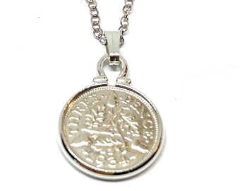 Joyería Vintage Personalizada Colgante De Seis Peniques De 1962 - Cadena De Plata De Ley Para Cumpleaños Y Recuerdos Cadena Plata 18 Pulgadas