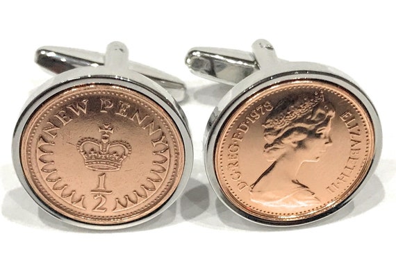 46th Birthday 1979 Birthday Old Half Pence Coin Cufflinks, 1979 46th birthday,46th mens gift, gift for him, Fathers Day Gift, Dads 46th