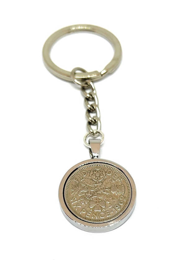 1962 63rd Birthday gift Sixpence Keyring- Mum, Dad, Brother, Sister- 63rd Birthday-Coin Keyring, Sixpence Coin, 63rd Anniversary