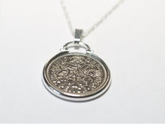 1967 58th Birthday / Anniversary sixpence coin pendant plus 20inch SS chain gift 58th birthday gift for her