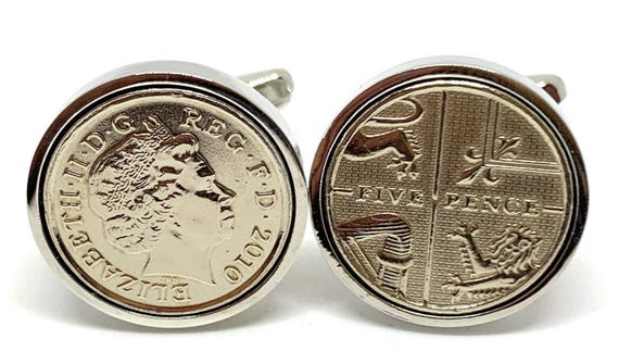 15Th Wedding 2011 Coin Cufflinks, Silver-Plated Backs, Traditional Style