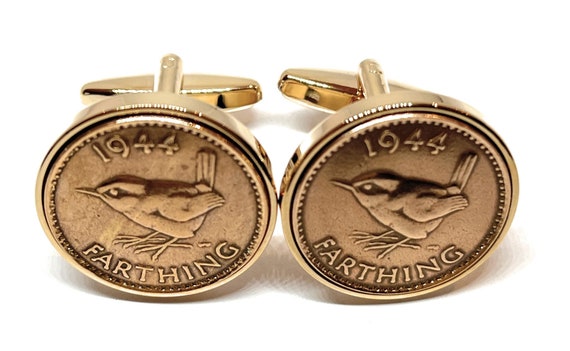 80th Birthday 1944 Gift Farthing Coin Cufflinks - Rose Gold Plated Cufflink Backs- 80th Anniversary gift -1944 Mens Gift, Thinking Of You