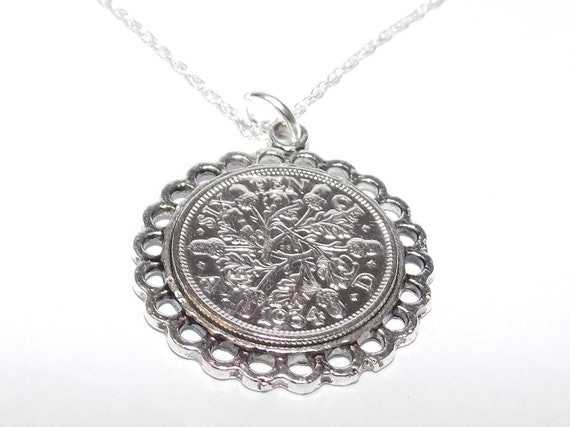 Fine Pendant 1934 Lucky sixpence 90th Birthday gifts for women Sterling Silver 18in chain 90th birthday gift for her, Thinking Of You, Mum