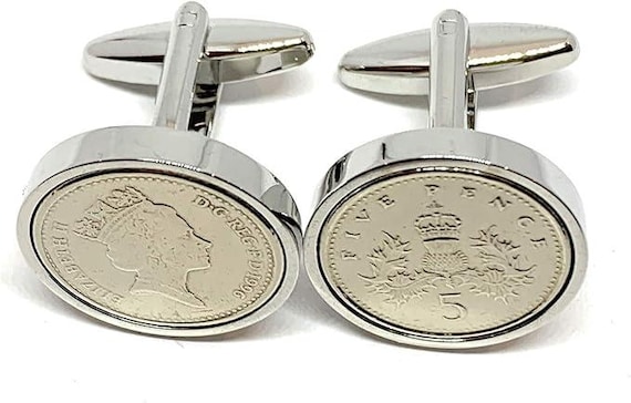 29th Birthday gift 1996 Wedding Anniversary Coin Cufflinks: Silver Plated backs