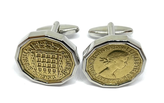 1953 Threepence 3d 71st birthday Cufflinks - Original 1953 threepence coin cufflinks 71st Thinking Of You,  Special Friend,Dad SLV HT