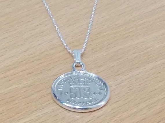 1947 77th Birthday / Anniversary sixpence coin pendant plus 18inch SS chain gift 77th birthday gift for her