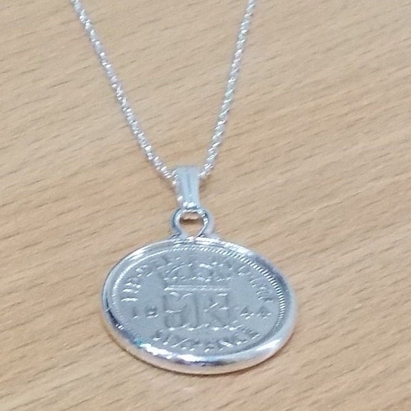 1947 77th Birthday / Anniversary sixpence coin pendant plus 18inch SS chain gift 77th birthday gift for her