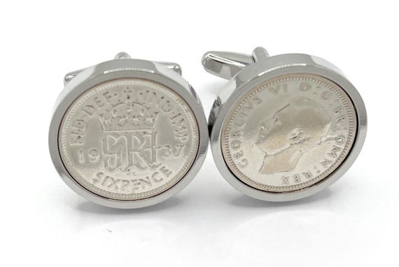 1937 Sixpence 88th birthday Gift for Him, 1937 Dad birthday gift, Sixpence cufflinks, 88th Mens Gift, Dad birthday HT
