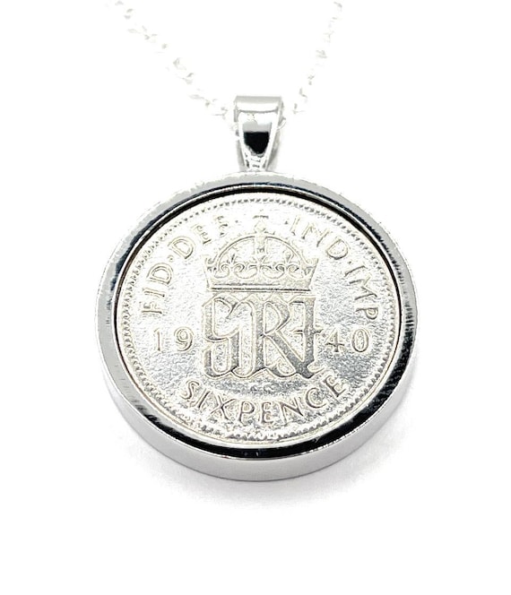 1940 Sixpence Pendant: 85th Birthday Gift, Sterling Silver Chain