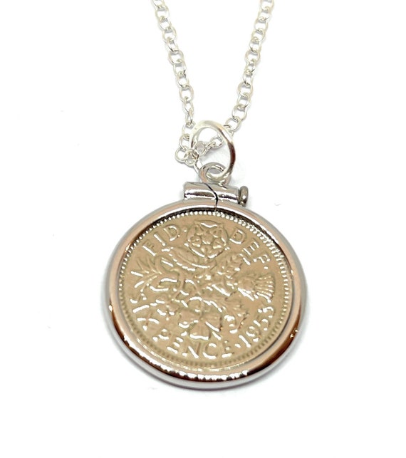 Solid Cinch 1953 70th Birthday / Anniversary sixpence coin pendant plus 18inch SS chain gift 70th birthday gift for her