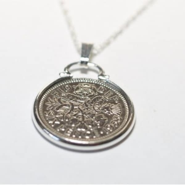 1958 66th Birthday / Anniversary sixpence coin pendant plus 20inch SS chain gift 66th birthday gift for her