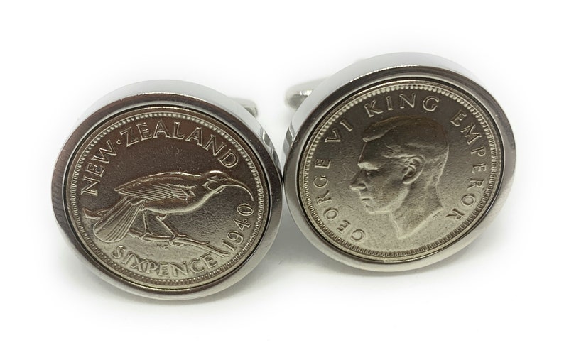 Original New Zealand sixpence coins Great gift from 1940 81st Thinking Of You 1940 Silver New Zealand Sixpence Cufflinks 81st birthday