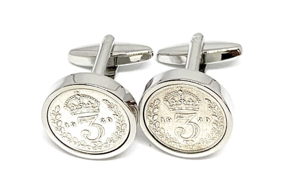 Threepence for luck 1920 104th Birthday Cufflinks - 1920 genuine Threepence coin cufflinks 104th Thinking Of You,  Special Friend, Mum, Dad