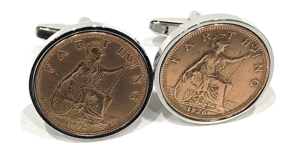 105th Birthday 1919 Gift Farthing Coin Cufflinks, Two tone design, 105th Anniversary gift, 103 years old, 105th gift, 1919 anniversary