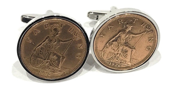 106th Birthday 1919 Gift Farthing Coin Cufflinks, Two tone design, 106th Anniversary gift, 105 years old, 106th gift, 1919 anniversary