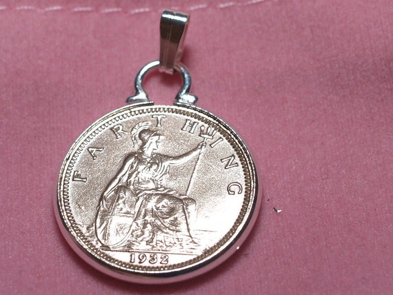 1932 93rd Birthday Anniversary Farthing coin in a Silver Plated Pendant mount 93rd birthday gift for her SS 18inch Chain