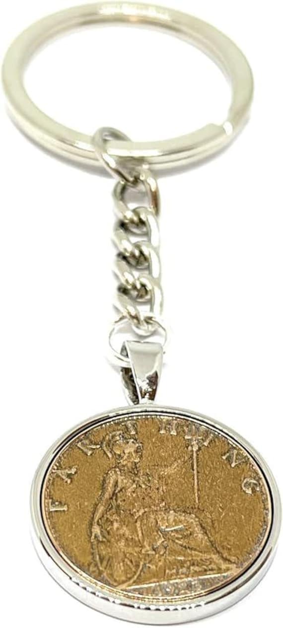 1933 Farthing Coin Keyring: 92nd Birthday Gift, Silver, Gold or RoseGold Plated Mounts
