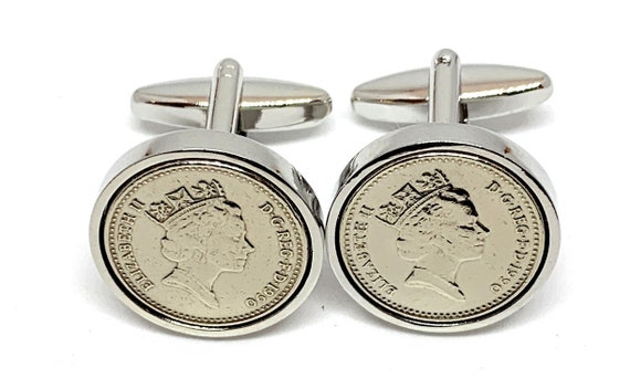 34th Anniversary / Birthday 1991 5p coin cufflinks - Great gift idea Thinking Of You,  Special Friend, Mum, Dad, Loved One, 34th dad