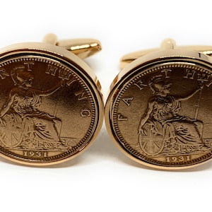 1931 Farthing Coin Cufflinks: 94th Birthday Gift