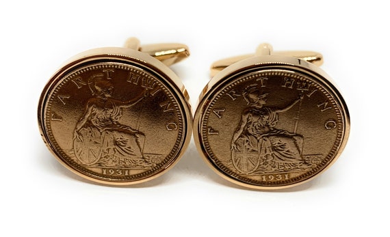 93rd Birthday 1931 Farthing Coin Cufflinks - 1931 93rd birthday cufflinks RG Thinking Of You,  Special Friend, 93rd dad, 93rd Brother, 1931