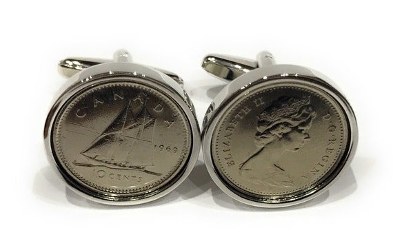 Premium 1972 Canadian Dime for a 46th Birthday or Anniversary Cufflinks