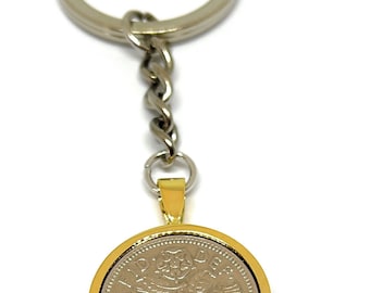 Portachiavi Per 62° Compleanno 1962 Portachiavi Britannico Da 6 Pence - Foto 5