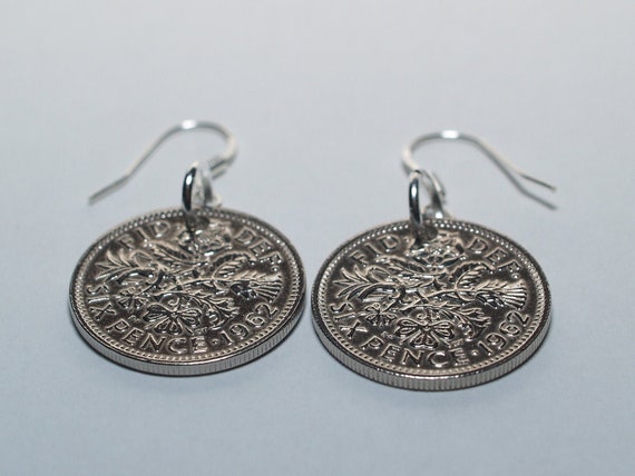 1967 56th birthday lucky sixpence earrings, 56th birthday gift, gift idea, gift from 1967, 1967 birthday gift, great gift ideas, 56th, 1967