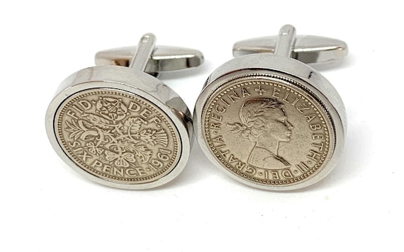 Premium 1961 Sixpence Cufflinks 64th birthday. 1961 gift for dad, 64th gift for him, grandad gift 64th, Sixpence Coin, 64th Brother