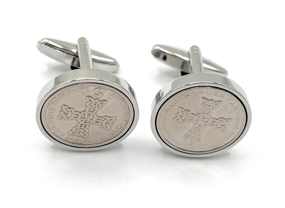 Gaut's Cross Viking Celtic Cufflinks - Premium Coin Carving Novelty Mens Gift for Dad