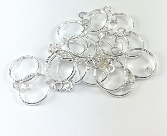 Coin Mount, 50 28mm Silver-Plated Open-Back Settings for Cabochons