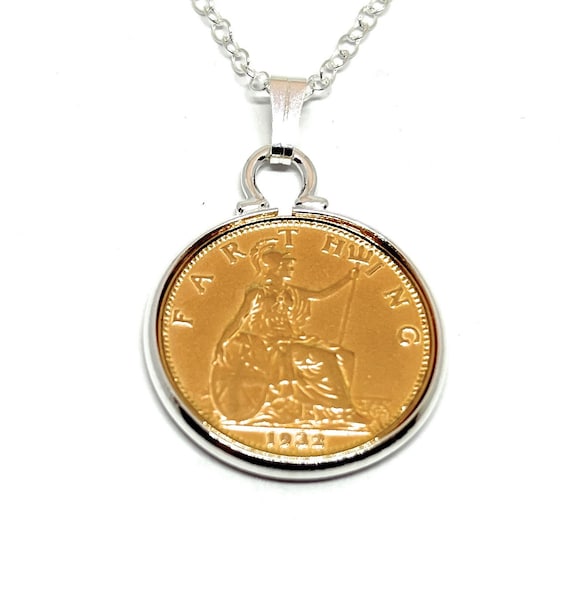 Cinch Pendant 1932 Farthing 92nd Birthday plus a Sterling Silver 18in Chain 1932 92nd birthday gift, 92nd gift, 1932 gift, ladies gift