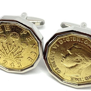 1948 Birthday 1948 Anniversary Threepence 3d coin cufflinks 72nd birthday slv