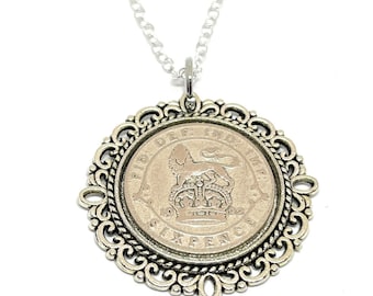 Fancy Pendant 1922 Lucky sixpence 102nd Birthday plus a Sterling Silver 18in Chain 102nd birthday gift for her Thinking Of You, Mum Dad